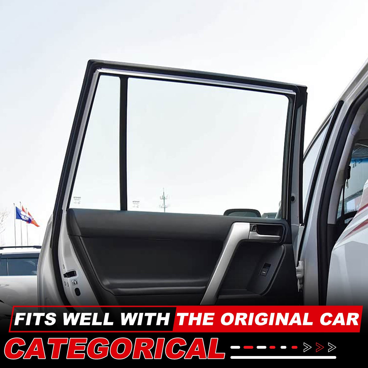 Rear Door Window Vent Visor Sunshade Cover Net For Toyota Prado J150 2010-2023 4