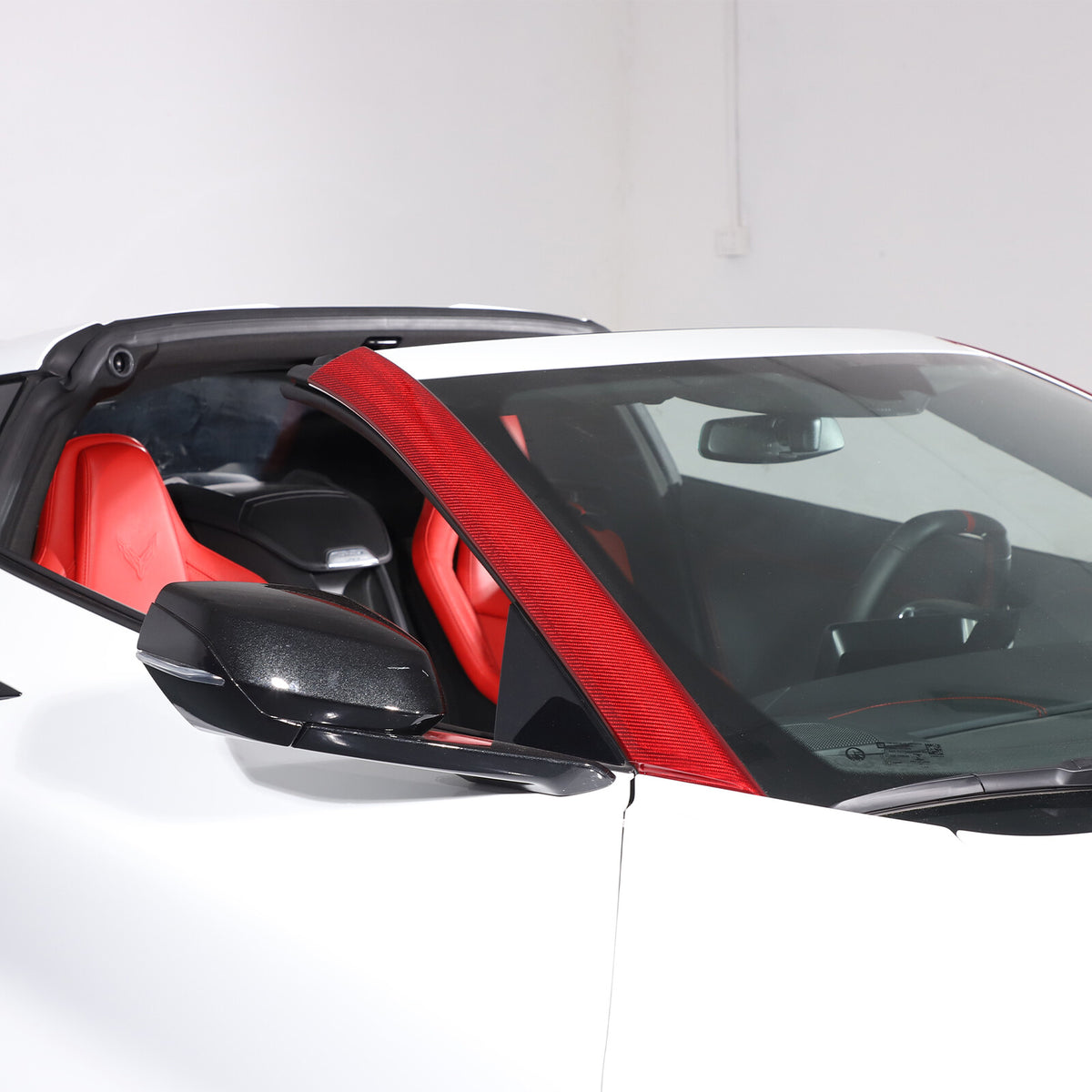 Red Carbon Fiber Exterior A-pillar Trim Cover Fits For Corvette C8 2020-2026 US 10