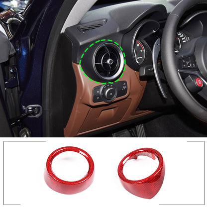 For Alfa Romeo Stelvio 17+ Red Real Carbon fiber Side Air Vent Outlet Cover Trim 13