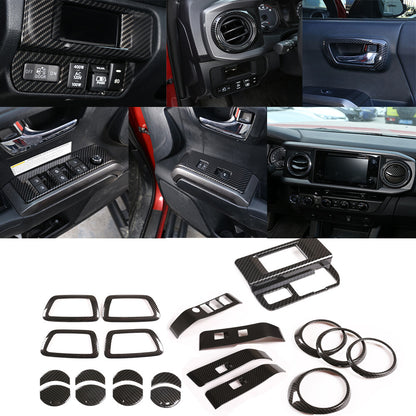 Carbon ABS Full Interior Center Console Kit Cover Trim Set For Toyota Tacoma 16+ 6