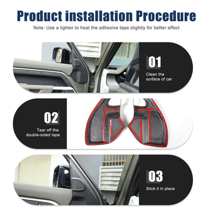 Matte Real Carbon Fiber A pillar Door Speaker Trim Cover For LR Defender 20-24 22