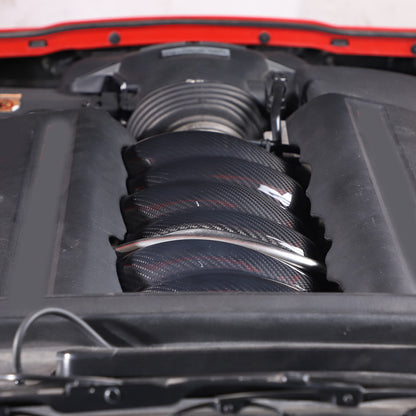 2Pcs Real Dry Carbon Fiber Intake Manifold Cover Engine For Corvette C6 2005-13 6