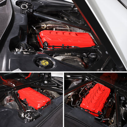 Red ABS Engine hood Compartment panel Trim Cover For Corvette C8 2020-2026 18