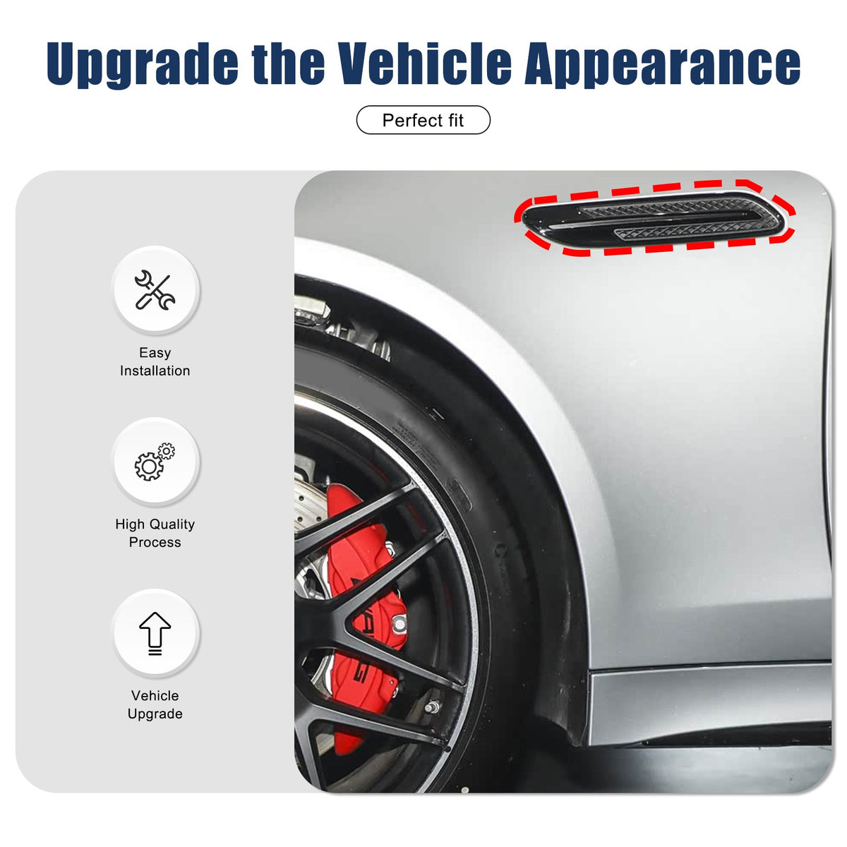 Red Real Carbon Fiber Side Fender Air Vent Trim For Benz AMG GT50/GT63 2019+ 14