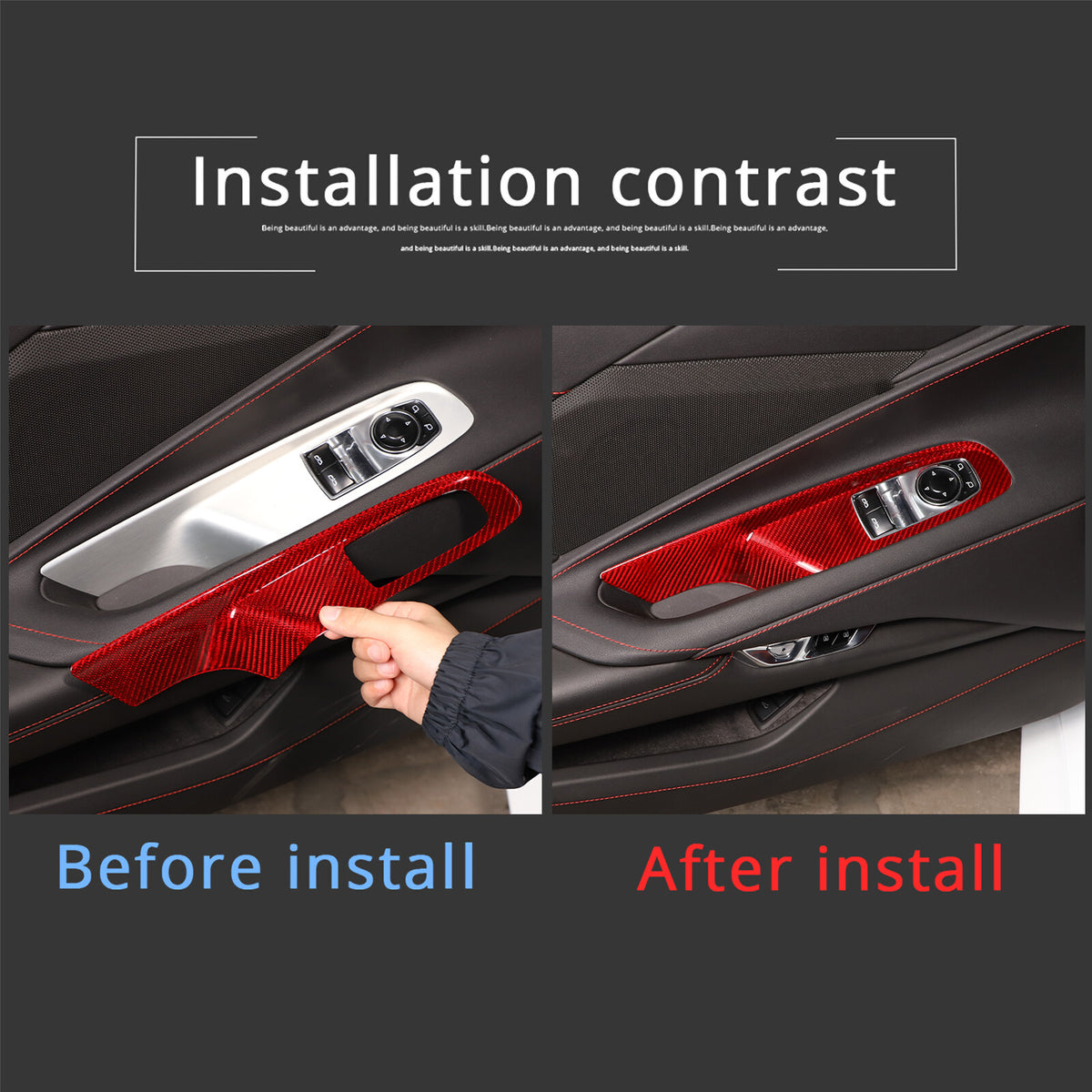 Red Real Carbon Fiber Full Interior Set Decor Trim Kit for Corvette C8 20-25 - Styles 56-60 9