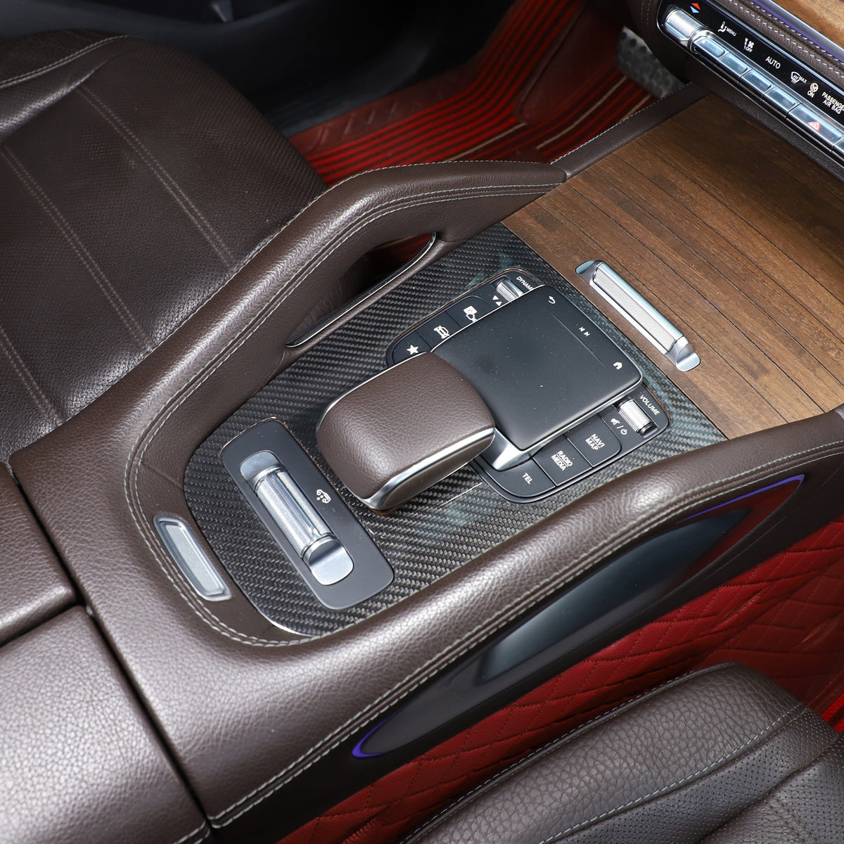 Real Carbon Fiber Gear Shift Panel Trim Cover For Benz GLE V167/GLS X167 2020+ 2