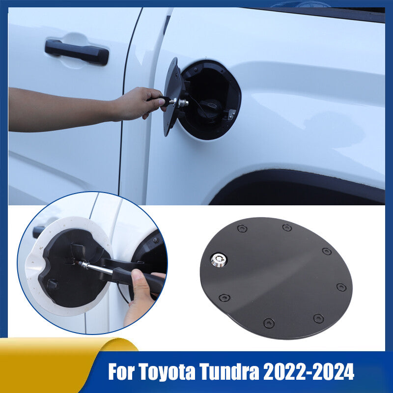 Black Door Fuel Tank Cover W/ Lock Gas Cap Tank Trim For Toyota Tundra 2022-2026 1