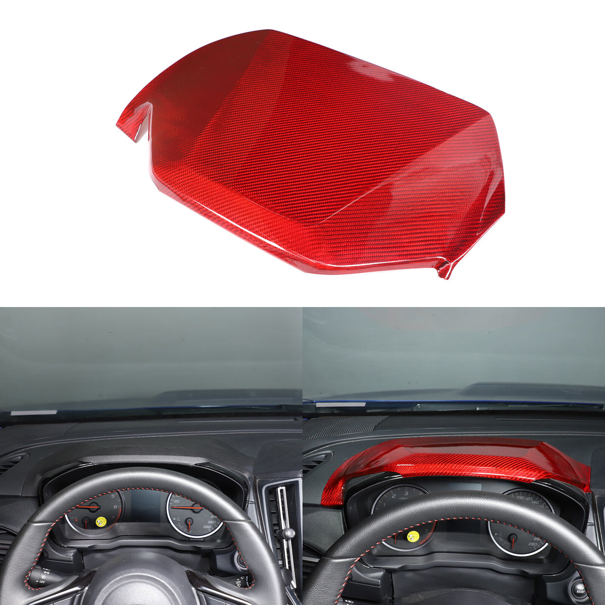 Red Real Carbon Fiber Dashboard Instrument Upper Trim For Subaru WRX VB 2022+ 6