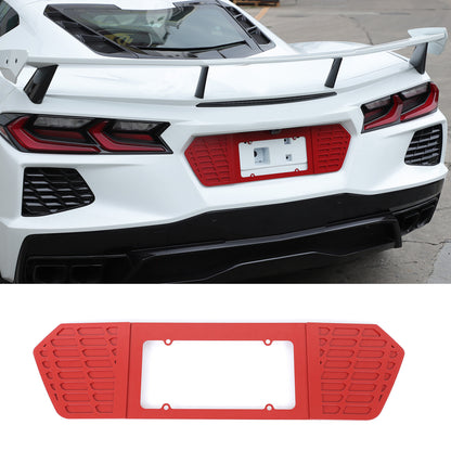 Red Aluminum Alloy Rear License Plate Filler Panel Trim for Corvette C8 2020+ 8
