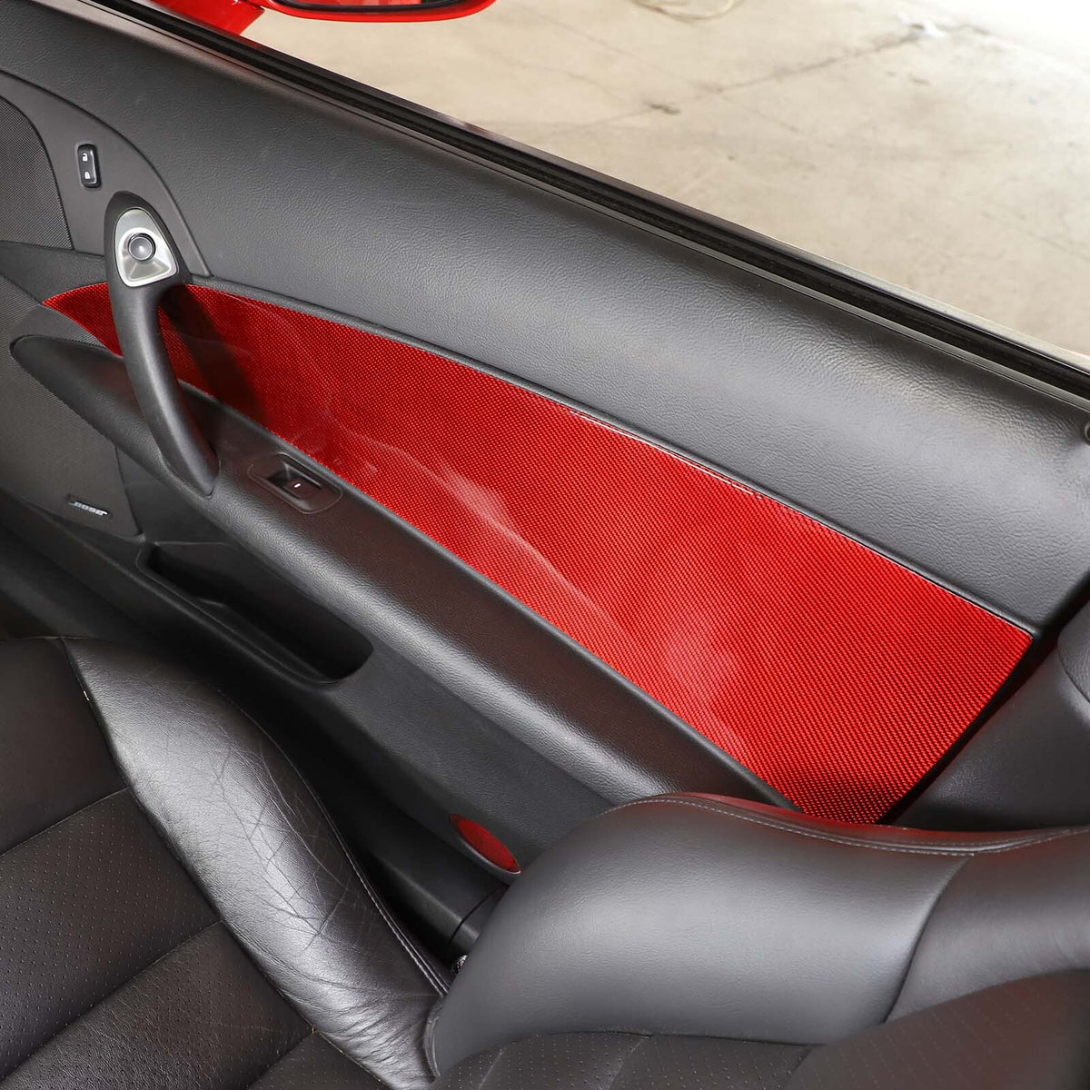 Red Carbon Fiber Interior Anti-kick Door Panel Sticker For Corvette C6 05-13 US 20