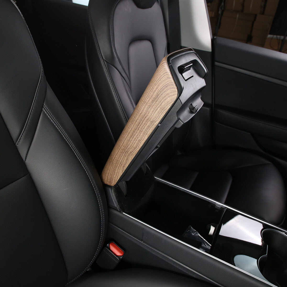 ABS Wood Center Console Armrest Box Panel Trim Cover For Tesla Model 3 17-21 US 6