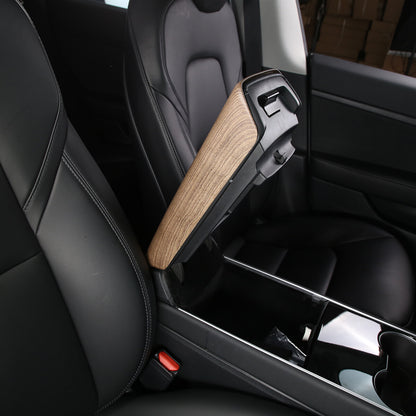 ABS Wood Center Console Armrest Box Panel Trim Cover For Tesla Model 3 17-21 US 6