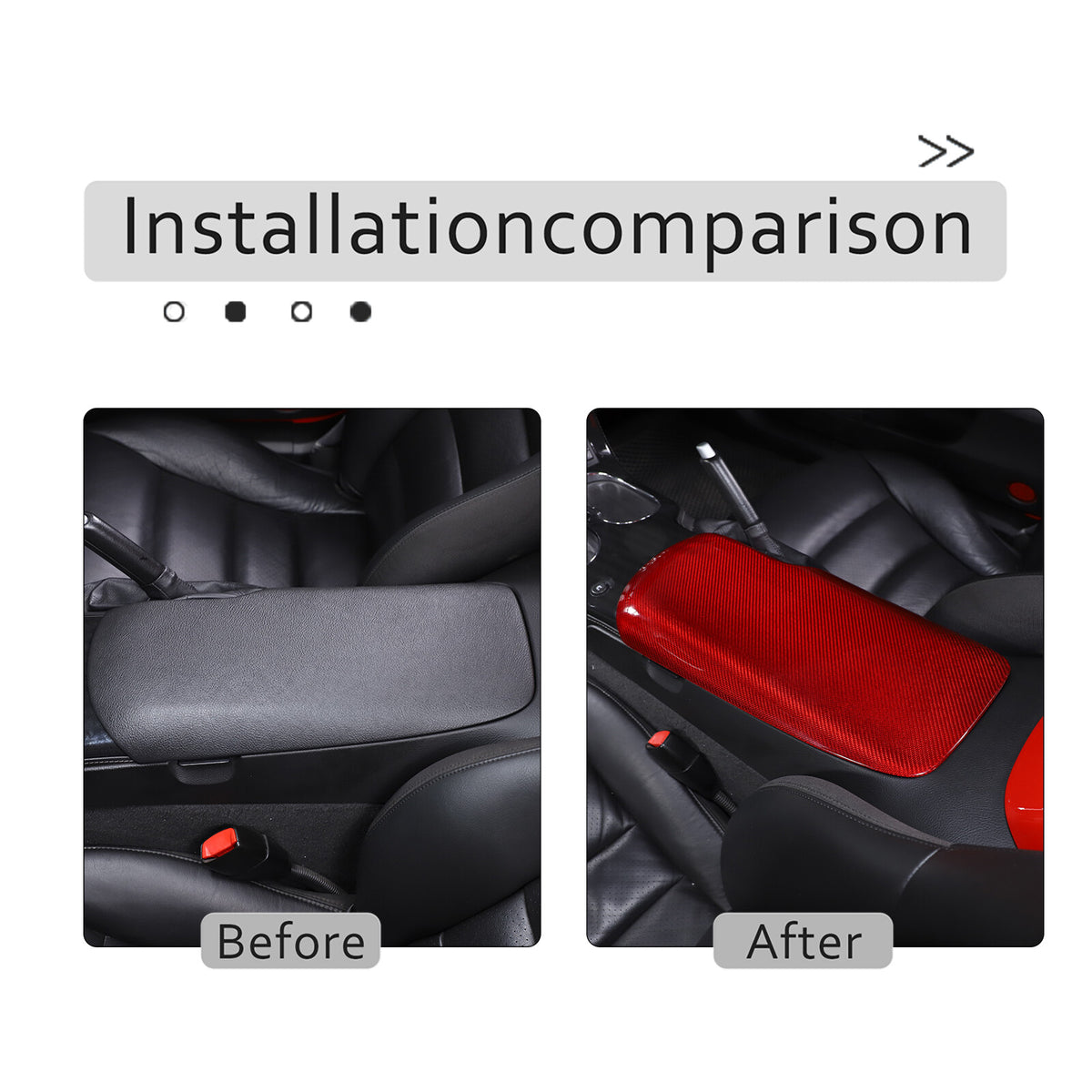 Red Real Carbon Fiber Center Console Armrest Box Cover For Corvette C6 2005-13 2