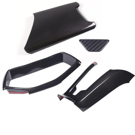 4pcs ABS Carbon Fiber Interior Console Cover Trim Sets For Corvette C8 2020-26 1