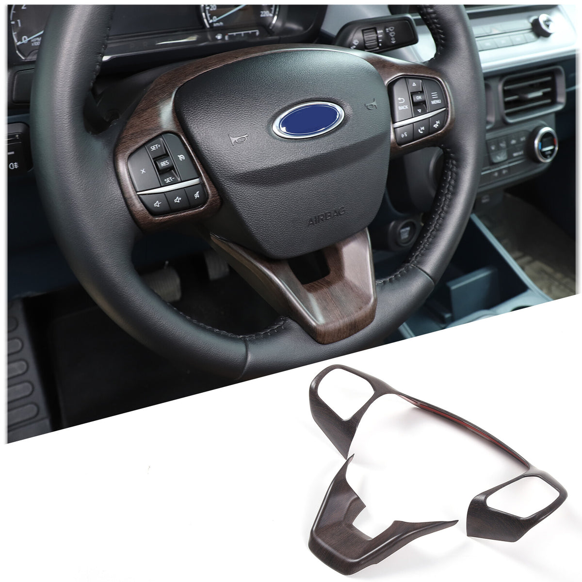 Oak Wood Grain Interior Decoration Cover Trim Kit For Ford Maverick 2022-24 4