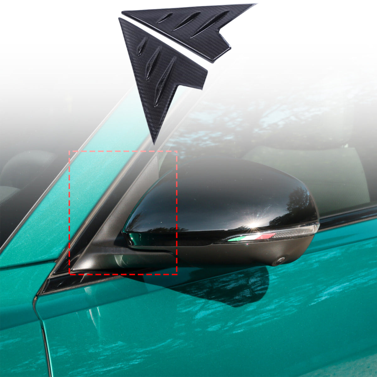 Real Carbon Fiber Front A-pillar Triangular Panel Trim For Alfa Romeo Tonale 2