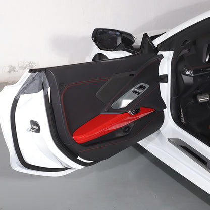 4pc Red ABS Interior Door Arnrest Panel Trim Cover Kit Set For Corvette C8 20-26 3
