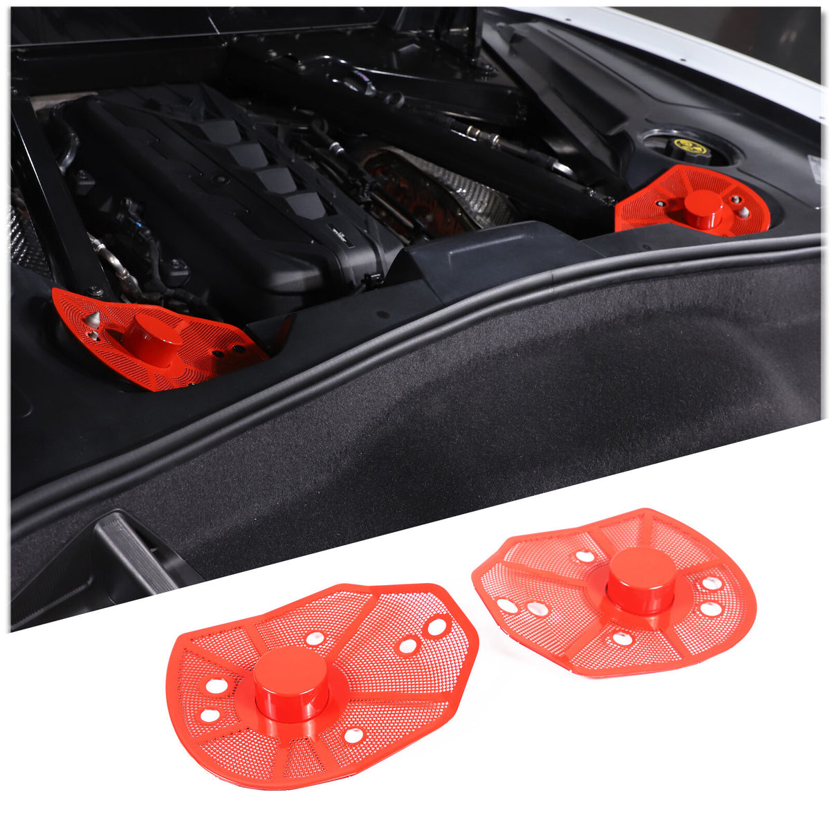 Red Stainless steel For Corvette C8 Car Rear Strut Shock Tower Cover Trim 20-26 4