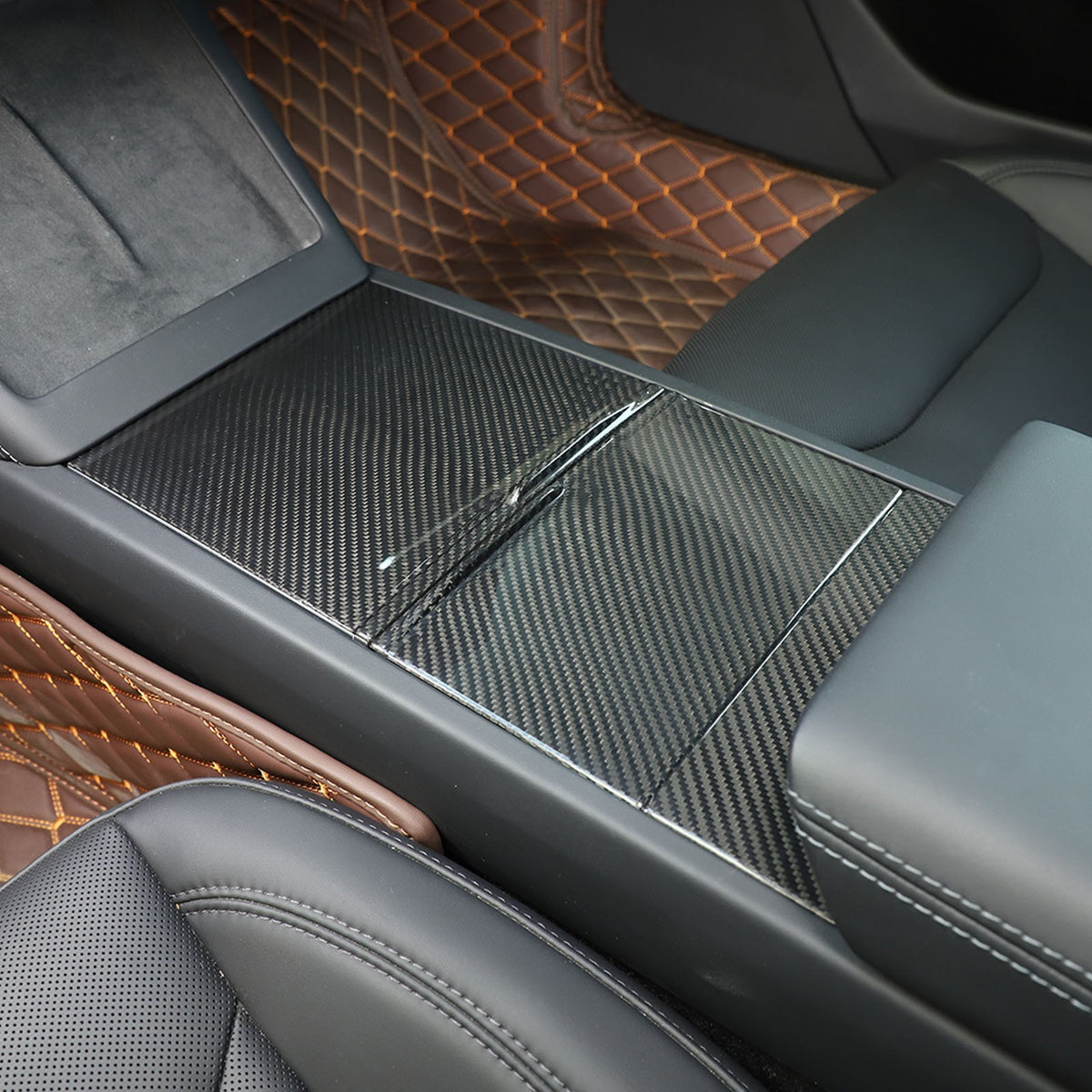 Real Dry Carbon Fiber Center Console Interior Trim Cover For Tesla Model 3 2023+ 46