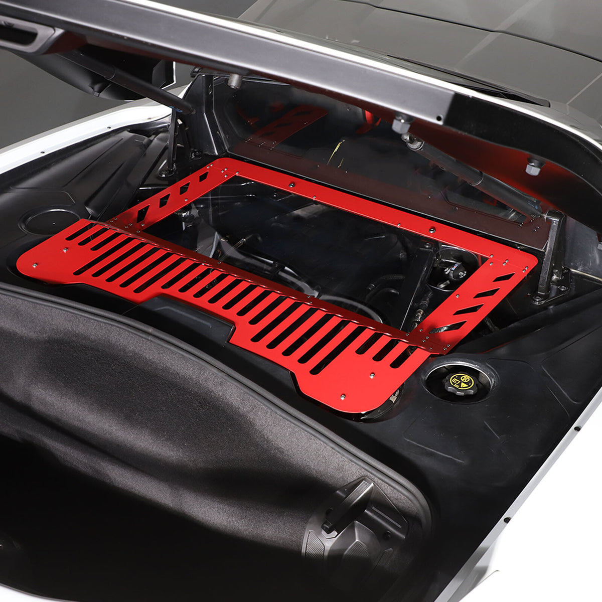 Red Alloy Engine Bay Panel Cover Trim Fit For Corvette C8 2020-26 12