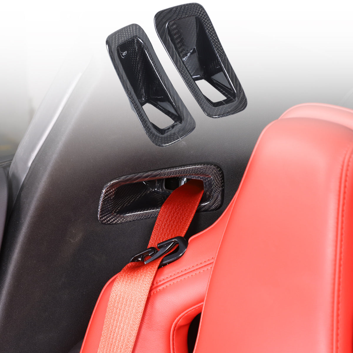 Real Carbon Fiber Seat Safety Belt Button Cover Frame Trim For Corvette C8 20-26 2