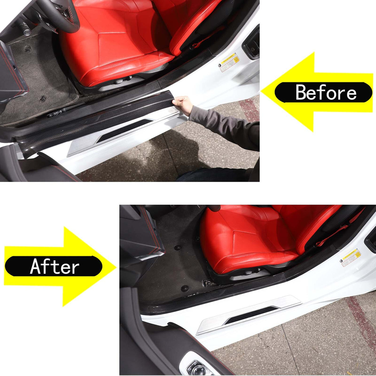 Real Carbon Fiber Interior Door Sill Trim Cover For Corvette C8 Z51 2020-2026 6