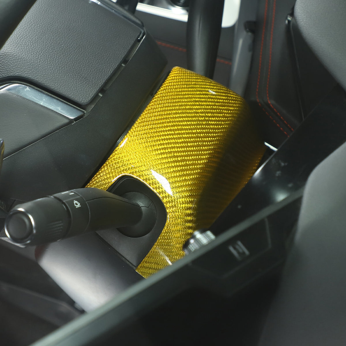 Yellow Carbon fiber Steering Wheel Base Trim Cover For Corvette C8 Z06 2020-26 4