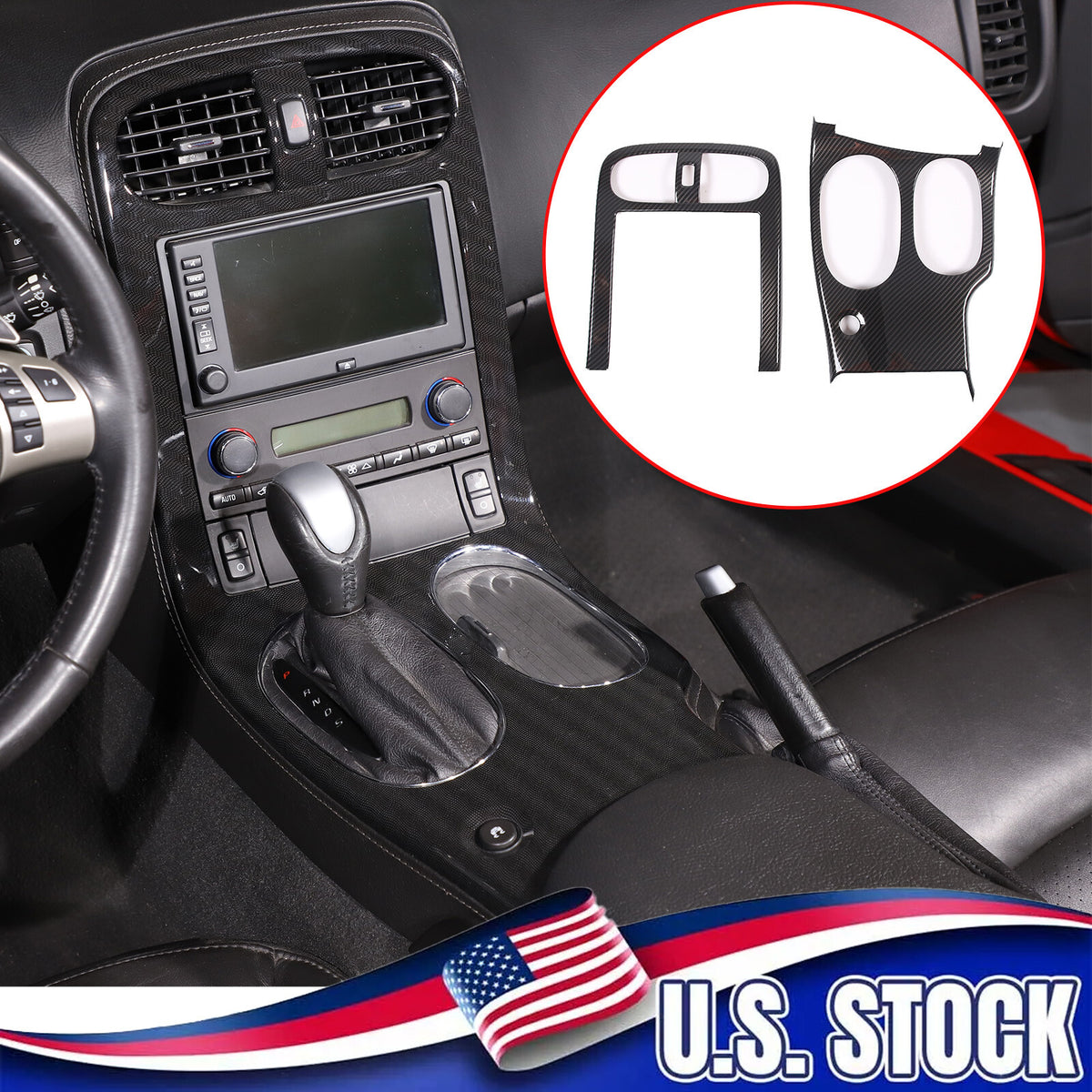 ABS Carbon Fiber Interior Console Dash Trim Cover For Corvette C6 2005-13 US 1