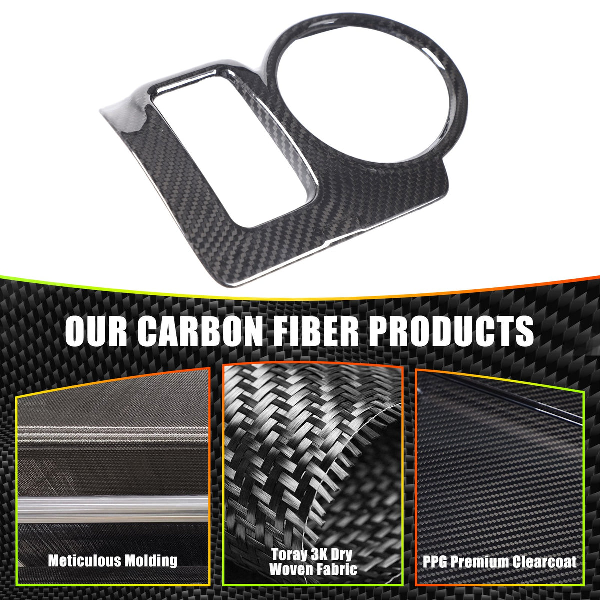 Real Carbon Fiber Center Console Cup Holder Trim For Nissan 370Z Z34 2009-2020 17