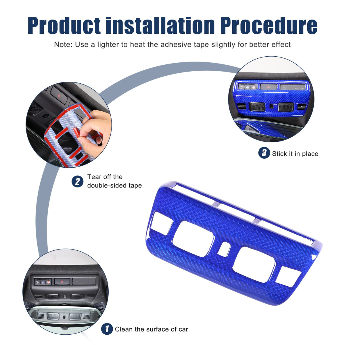 Blue Real Carbon Fiber Roof Reading Light Trim For Corvette C8 2020+ 3