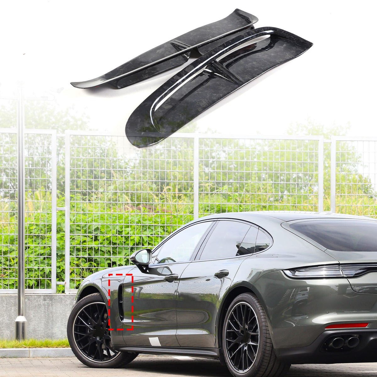 Forged Carbon Fiber Rear Side Fender Air Outlet Trim For Porsche Panamera 17-23 16