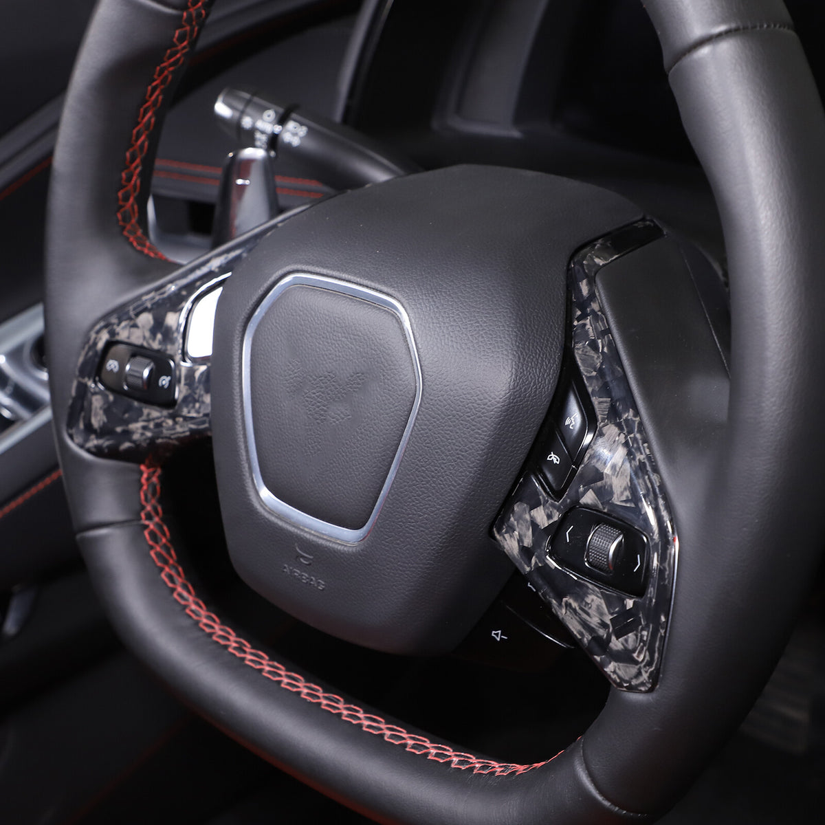 Real Carbon Fiber Steering Wheel Button Trim Cover For Corvette C8 2020-2026 - Variants 1-5 58
