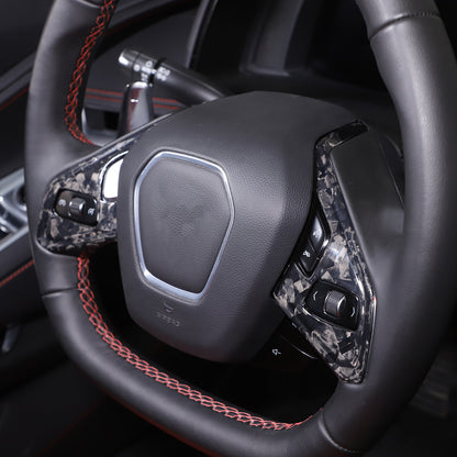 Real Carbon Fiber Steering Wheel Button Trim Cover For Corvette C8 2020-2026 - Variants 1-5 58