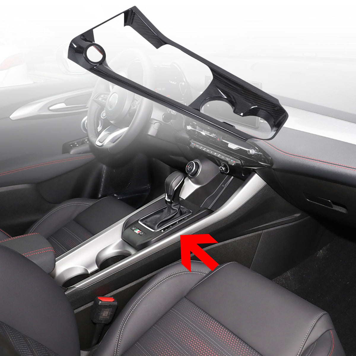 Real Carbon Fiber Center Gear Shift Panel trim Cover For Alfa Romeo Tonale 23-25 9