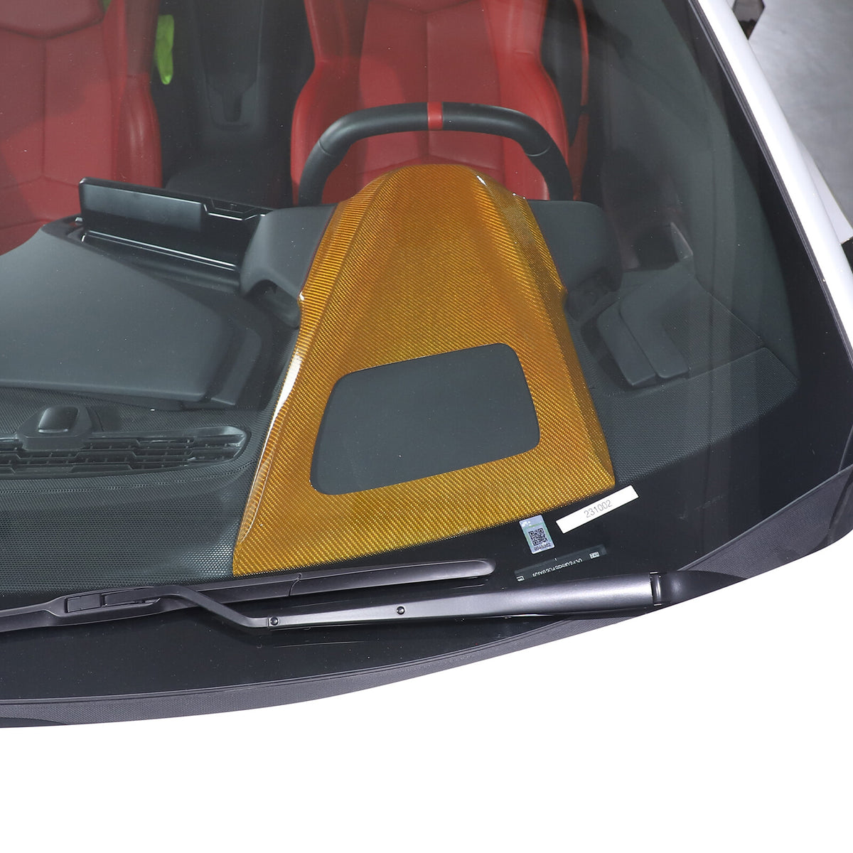 Yellow Carbon Fiber Dash Instrument Cover Trim W/ HUD For Corvette C8 20-25 7