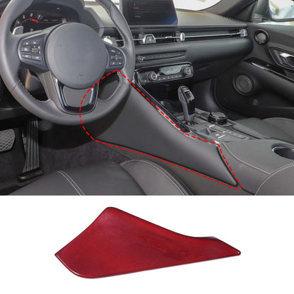 Red Real Carbon Fiber Center Console Left Side Panel Trim For GR Supra 20-23 1