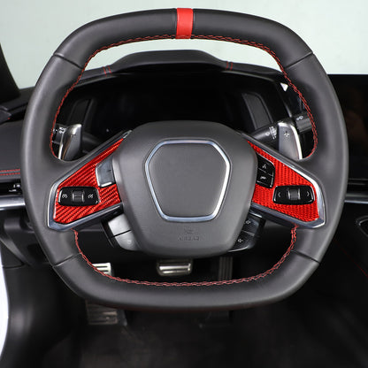 Red Soft Carbon Fiber Interior Decor Trim Kit Cover Set For Corvette C8 20-25 32