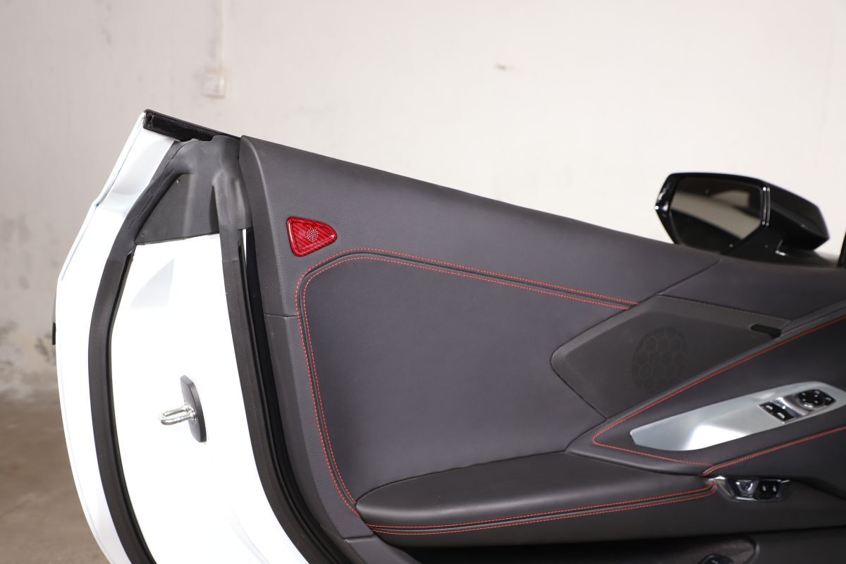 Red Real Carbon Door Tweeter Trim Cover Mesh For Corvette C8 Z51 Z06 2020-26 7