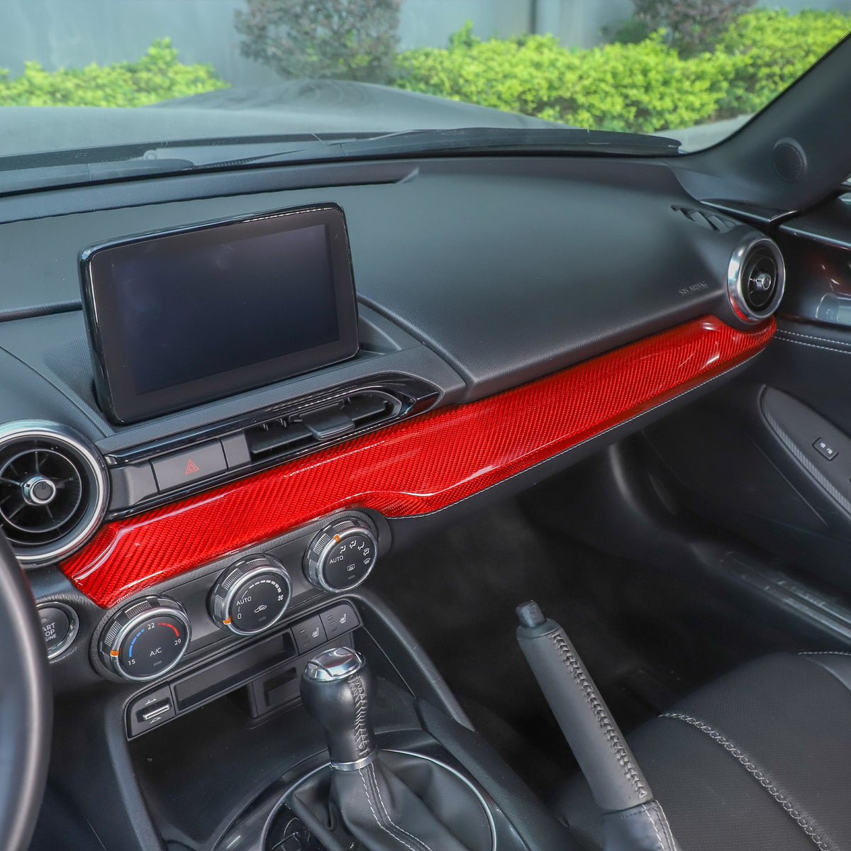 Red Real Carbon Fiber Dashboard Center Trim For Mazda MX-5 Miata 2016+ 17