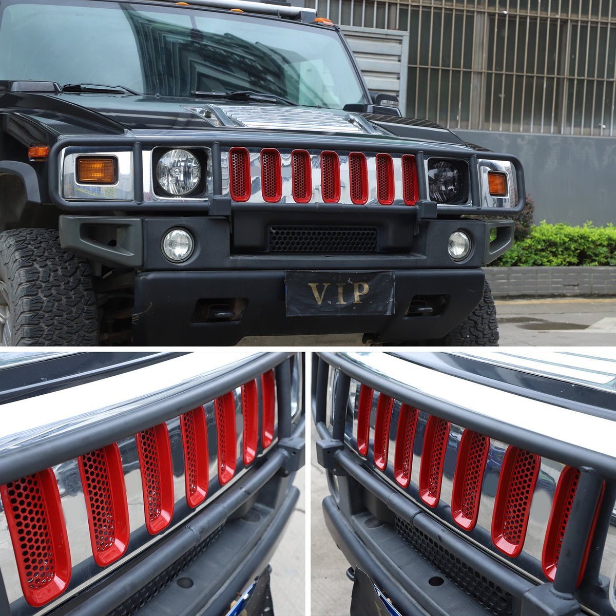 Sport Red ABS Front Grille Anti-Insect Bug Screen Trim For Hummer H2 2003-2009 4