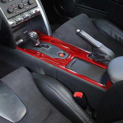 Red Gear Shift Panel Cover Sticker Carbon Fiber For Nissan GTR R35 2008-2016 2