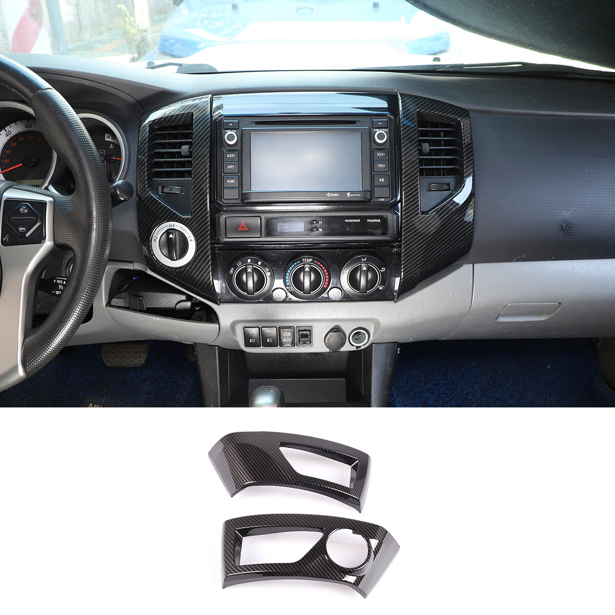 Carbon Fiber Color Central Control Full Frame Trim Set For Toyota Tacoma 2011-15 9