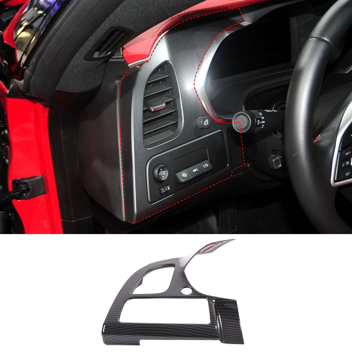 ABS Carbon Fiber Interior Center Console Panel Trim Set For Corvette C7 2014-19 - Variants 11-14 6