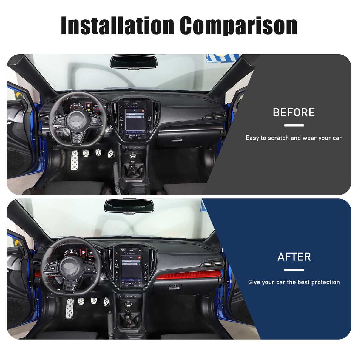 Red Real Carbon Fiber Center Console Panel Trim For Subaru WRX VB Crosstrek 22+ 22