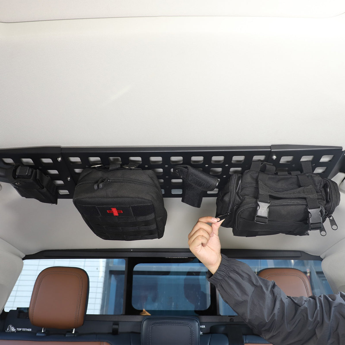 Aluminum Alloy Rear Roof Hanging Bag Rack Molle Panel For Ford Maverick 2022+ 24