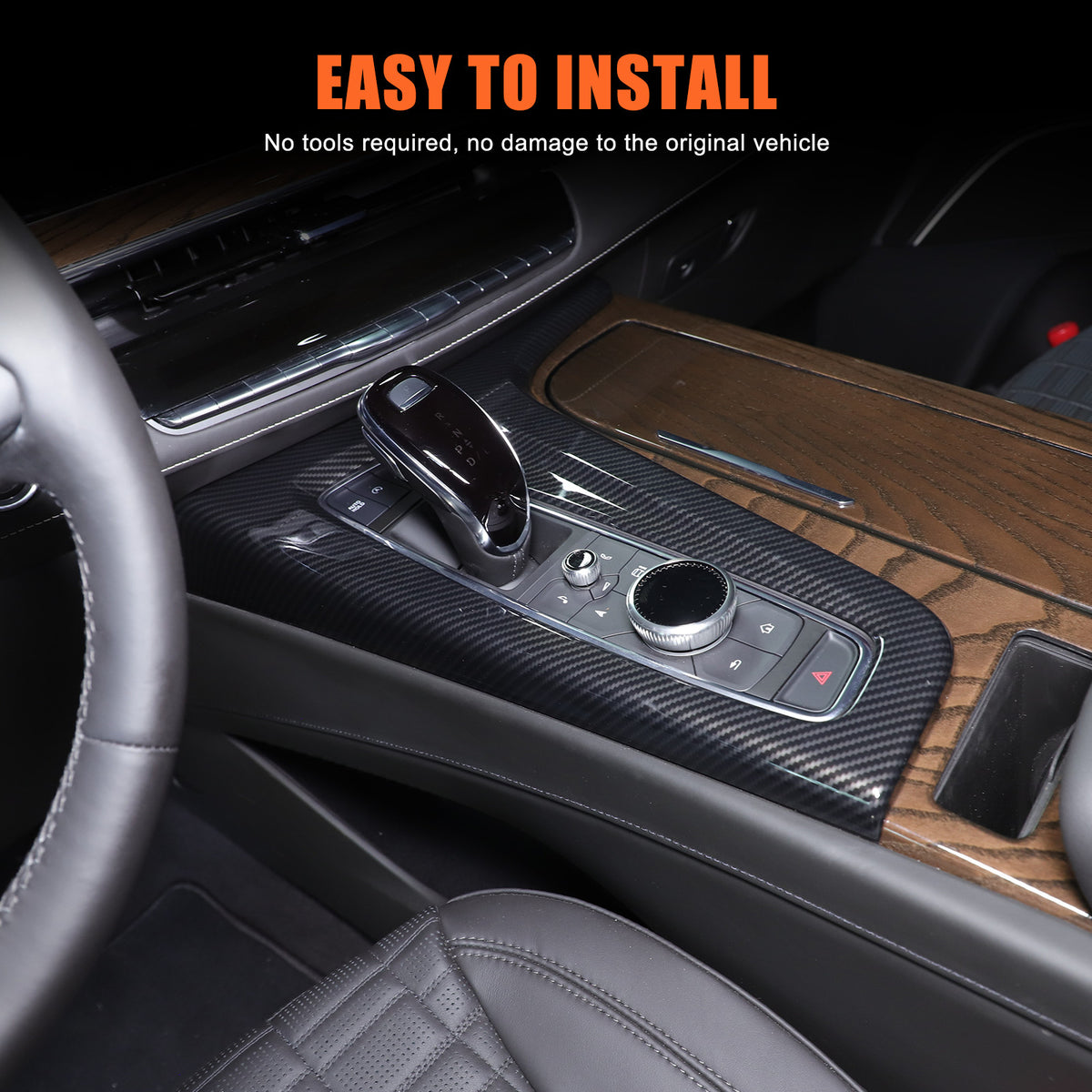 Carbon Fiber ABS Center Console Gear Shift Panel Trim For Cadillac Escalade 21+ 23