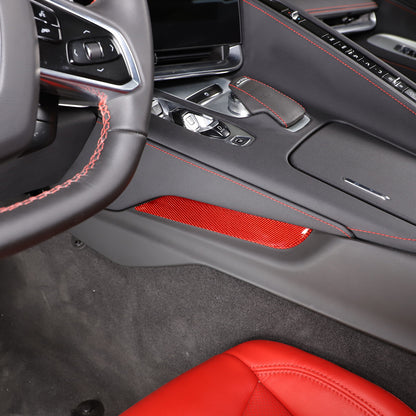 Red Soft Carbon Fiber Interior Decor Trim Kit Cover Set For Corvette C8 20-25 117