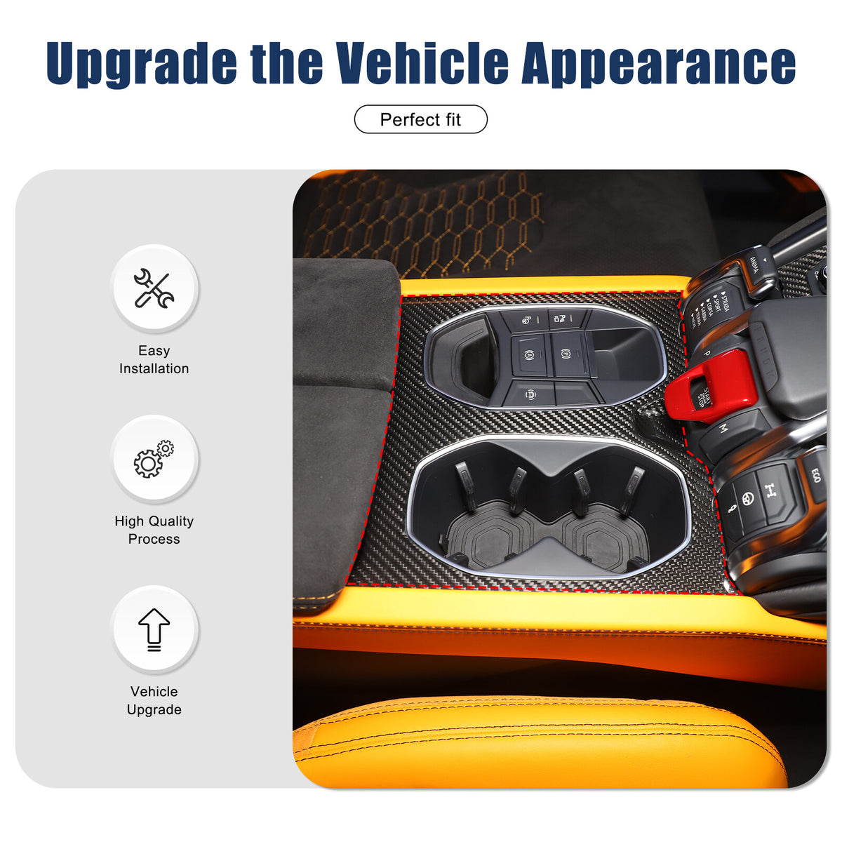 Matte Real Carbon Fiber Center Gear Cup Panel Trim For Lamborghini URUS 18-23 14