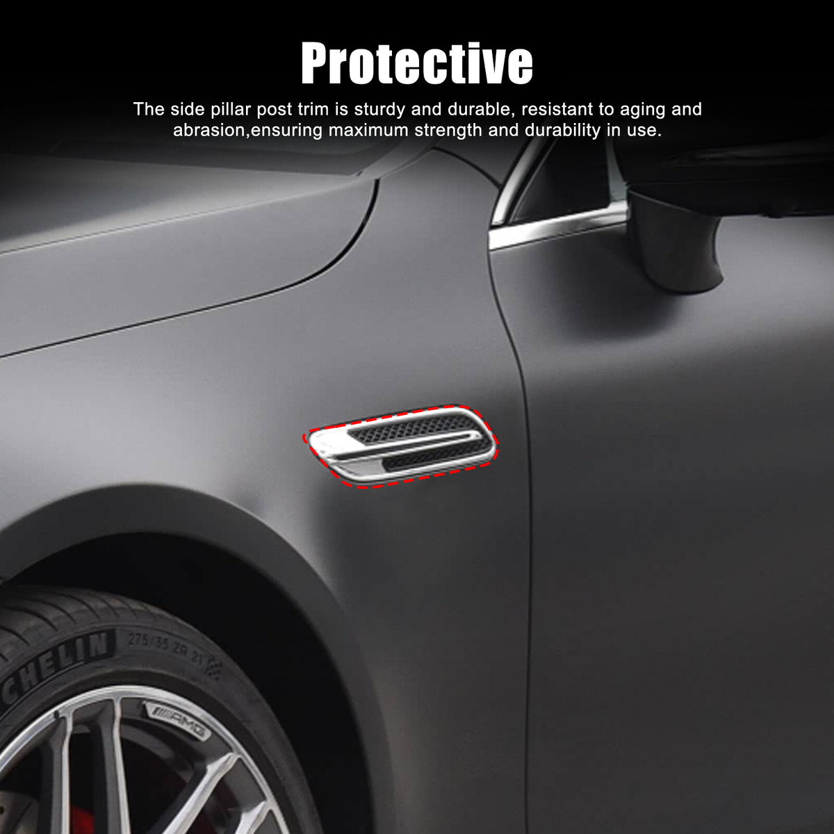 Real Carbon Fiber Side Fender Air Inlet Trim For Mercedes Benz AMG GT50/GT63 14