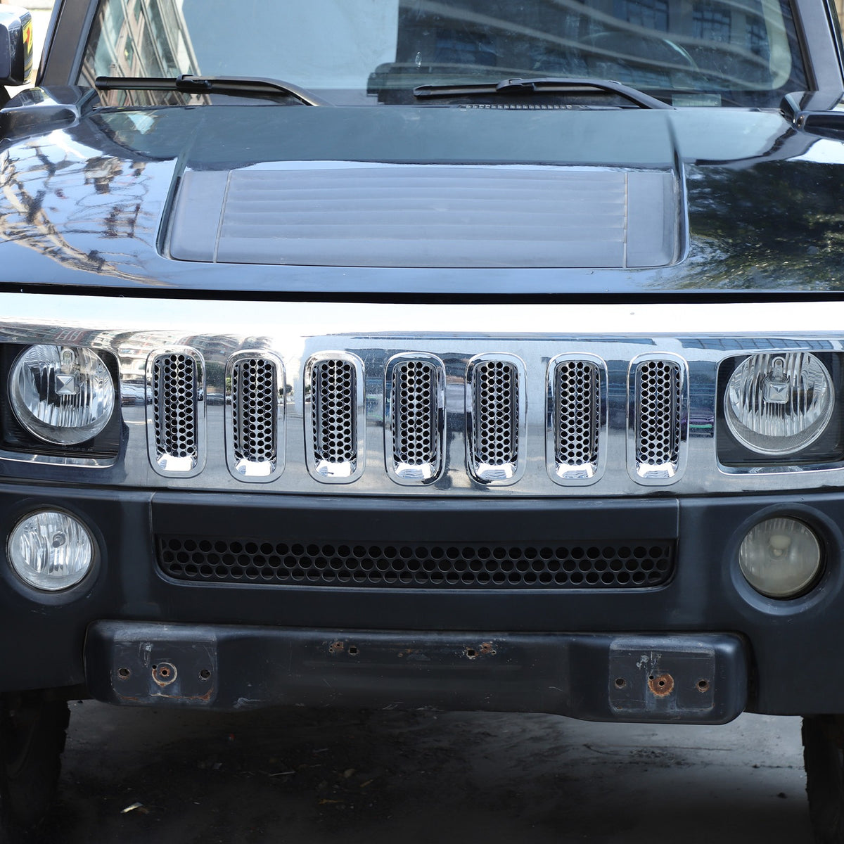ABS Silver Front Grille Insect Screen Cover For Hummer H3 2005-2009 14